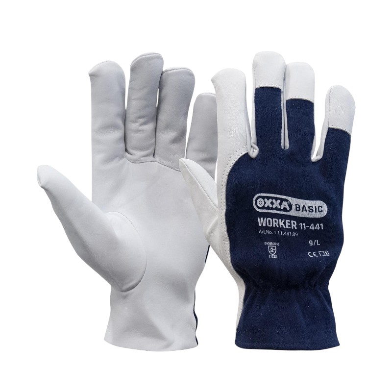OXXA® Werkhandschoen 11-441 - Lassen - Zacht leer - Blauw/wit - 11/XXL